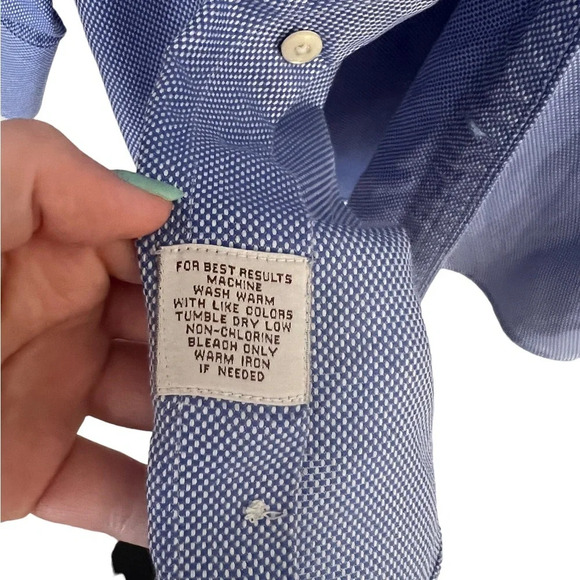 Peter Millar Nonoluxe 100% Cotton Blue Button-Down Large Tall - Picture 2 of 5
